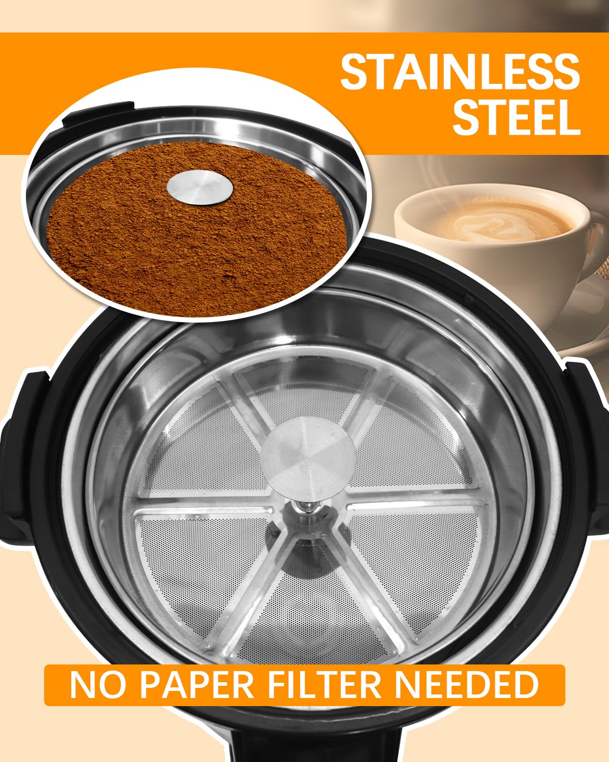50 Cup Commercial Coffee Urn - 10L Stainless Steel Coffee Maker with Filter & Water Gauge - Fast Brewing Hot Beverage Dispenser for Restaurants, Offices & Events