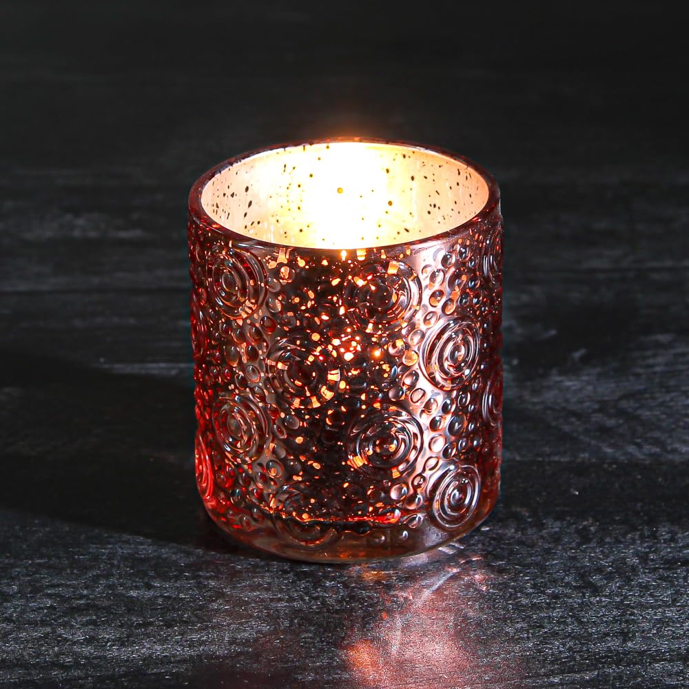 Richland Nadine Rose Gold Mercury Glass Candle Holders - Set of 36 Small Decorative Votive Holders for Wedding Centerpieces, Table Decor, Home Decor, Party Decorations