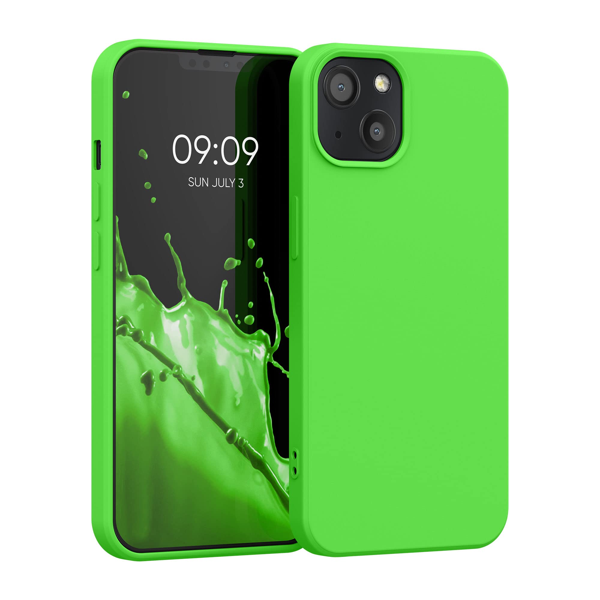 kwmobile Slim Protective TPU Silicone Case for Apple iPhone 13 - Shockproof Phone Cover in Lime Green - Perfect for Everyday Use, Work & Outdoor Activities