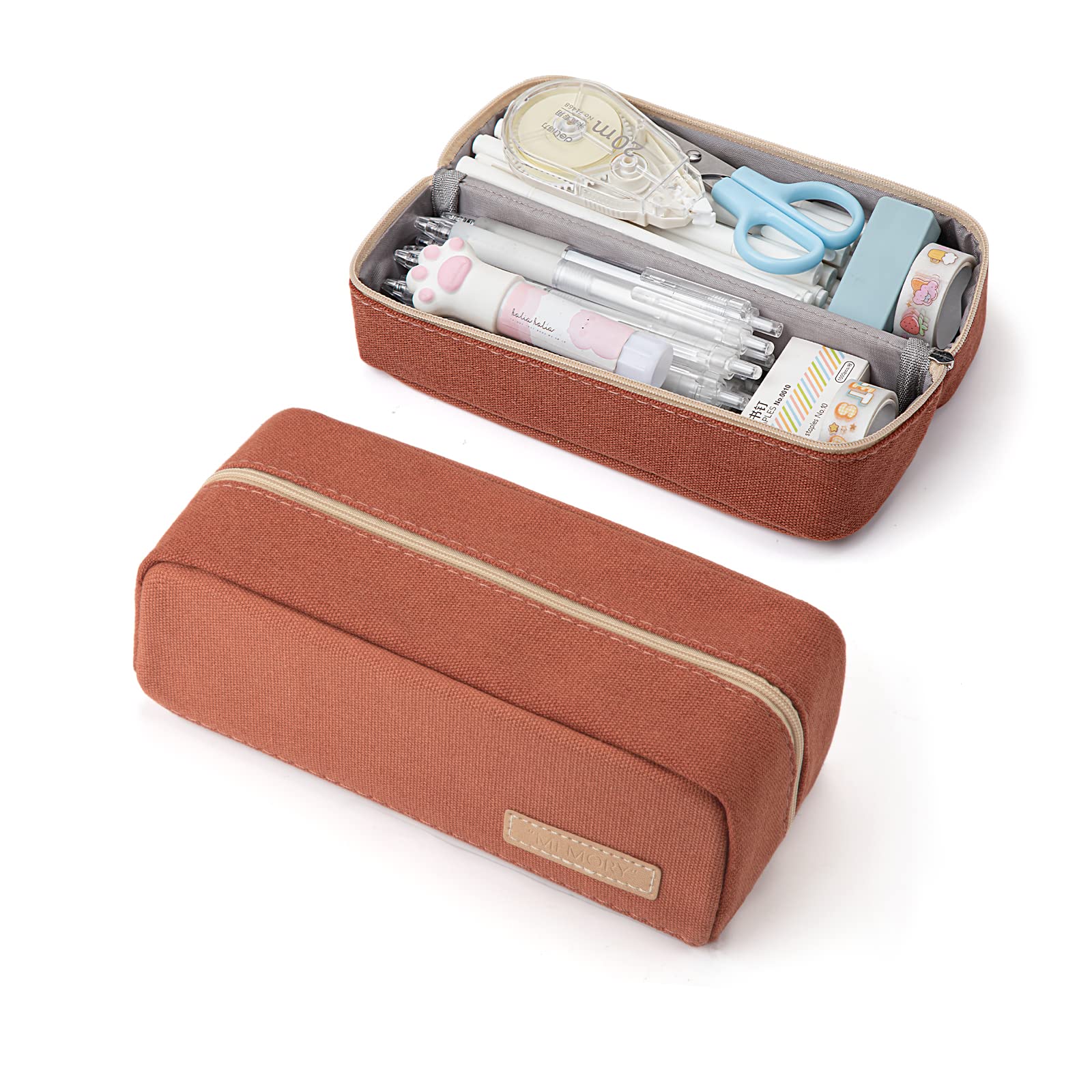 Joyask Tray Type Pencil Case - Wide Opening Foldable Pen Pouch with Multiple Compartments, School & Office Stationery Organizer (Camellia Red) - Perfect for Students, Artists & Professionals to Store Pens, Markers & Art Supplies