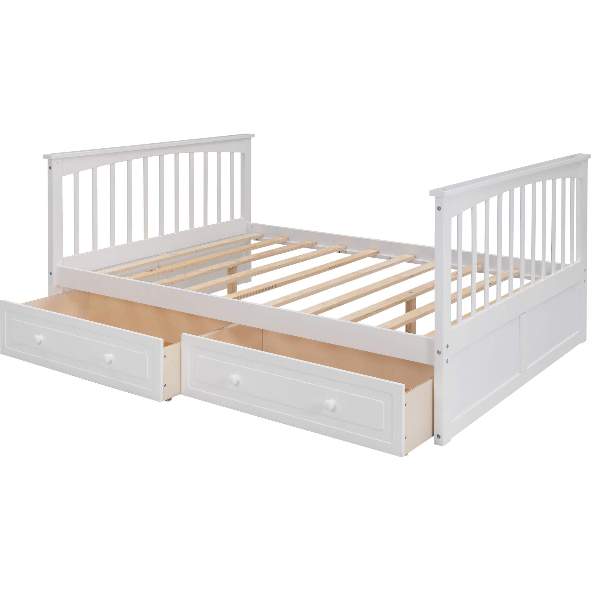 Solid Wood Full Over Full Bunk Bed with Storage Drawers & Ladder - Convertible to Twin Daybeds for Kids & Guest Rooms