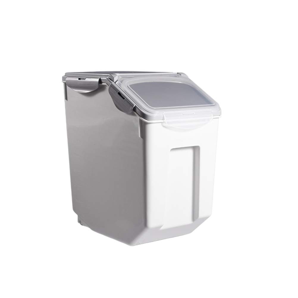 Angoily Airtight Rice Storage Container with Measuring Cup - 5L Large Plastic Food Dispenser for Rice, Flour, Cereal & Dry Goods - Moisture Proof & Sealed Kitchen Organizer (Grey) - Perfect for Pantry, Kitchen & Bulk Food Storage
