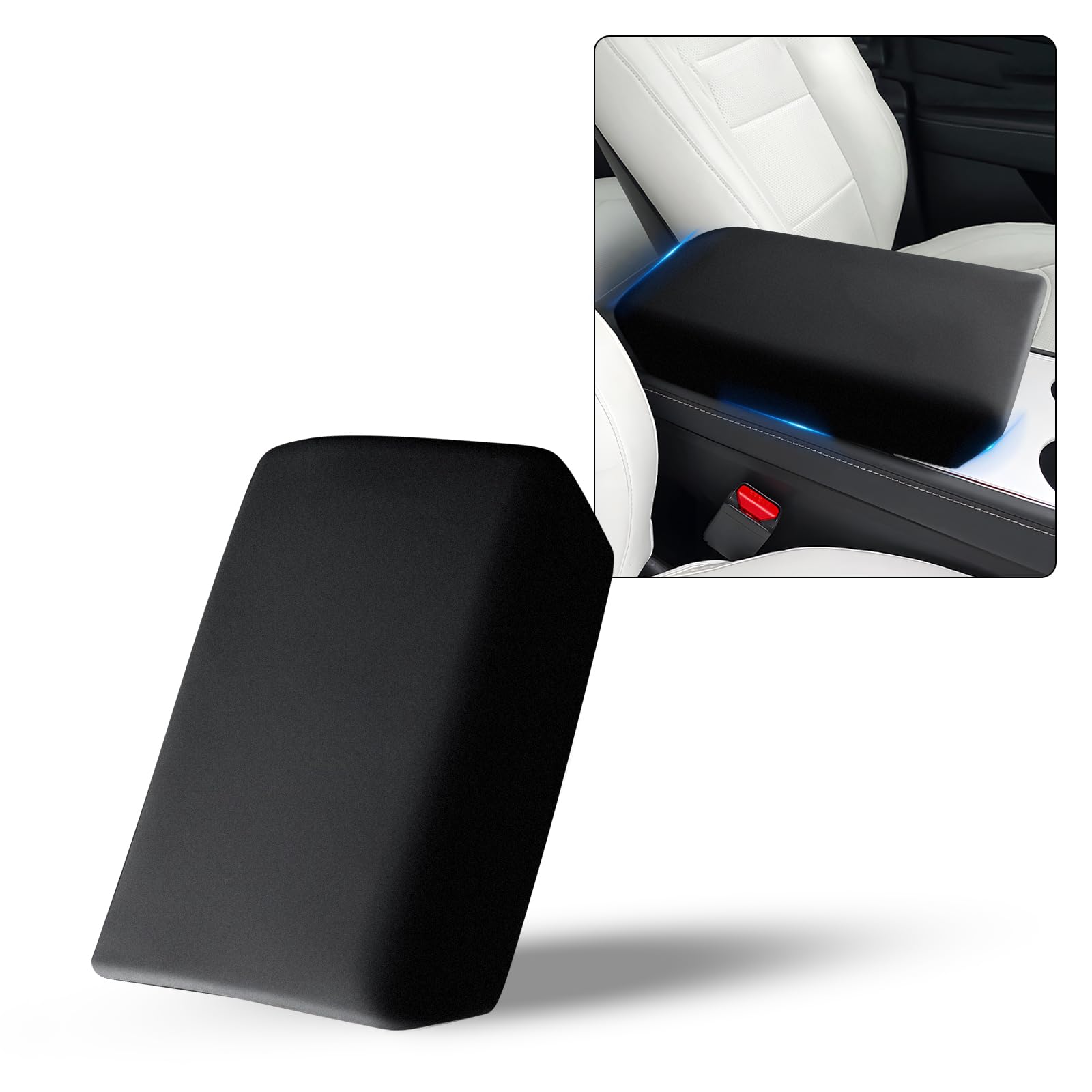 Premium Car Armrest Cover for Tesla Model 3 & Model Y (2016-2023) - Black Center Console Protector Mat | Interior Accessories for Comfort & Style | Perfect for Daily Commute & Road Trips