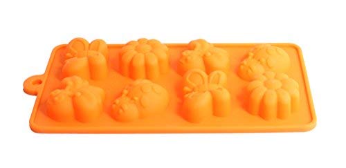 Premium Silicone Baking Molds for Chocolate, Candies, Desserts, Soap & Candle Making - 8 Cavity Reusable Mold Set (Orange & Garden Design) - Perfect for DIY Crafts, Party Treats & Home Decor