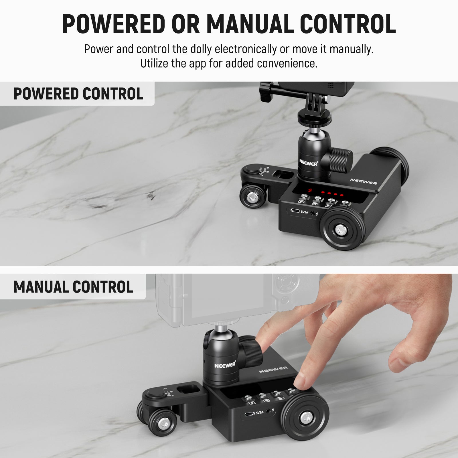 NEEWER DL200 Motorized Camera Dolly with App Control - Professional Smooth Slider for DSLR, Mirrorless & Video Cameras - Perfect for Film Making, Vlogging & Studio Photography
