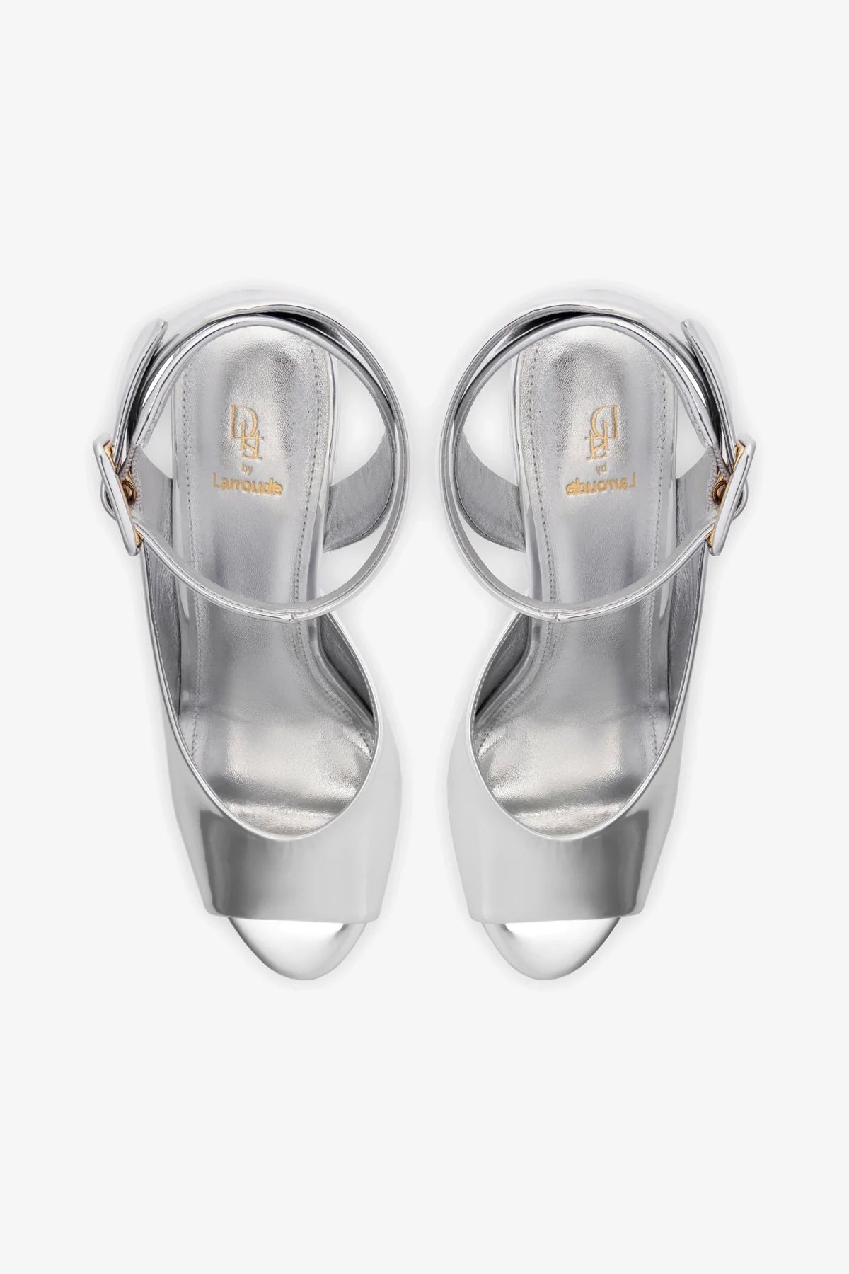 Larroudé Deena Silver Specchio Wedge Sandals for Women - Comfortable Summer Beach Wedding Party Shoes
