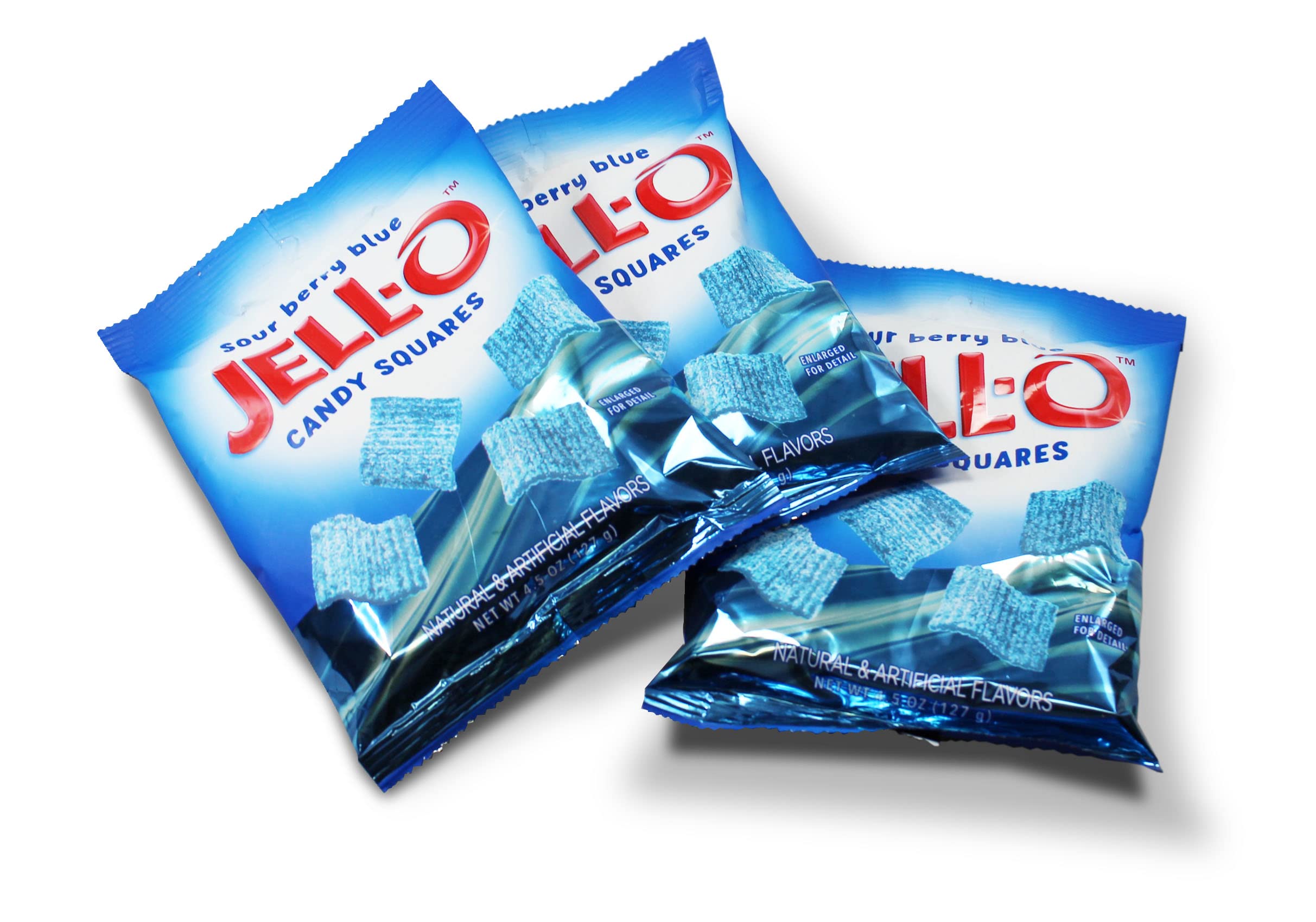 JELL-O™ Sour Candy Squares - Sour Berry Blue Flavor | Chewy Sweet and Tart Candy | 12-Pack of 4.5 oz Single Serve Bags | Perfect for Lunchboxes, Movie Nights & Party Favors