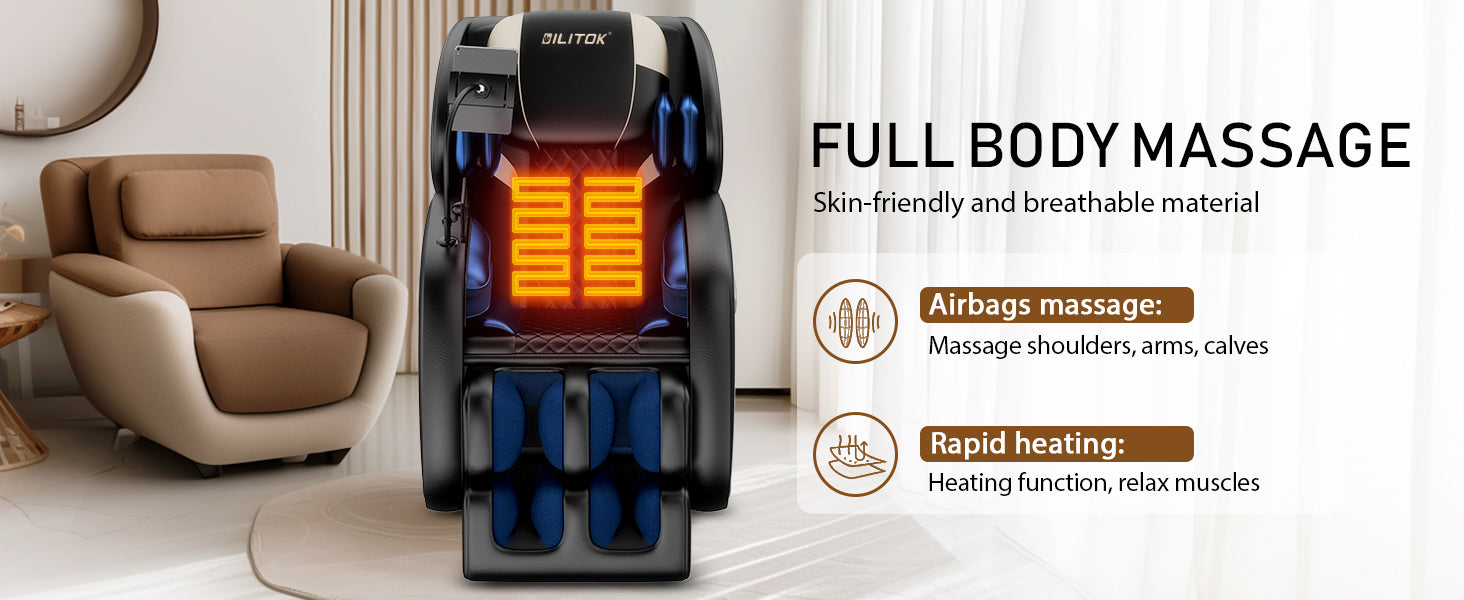 2024 Zero Gravity Massage Chair Recliner with Full Body Air Pressure - Perfect for Home Relaxation & Pain Relief Therapy