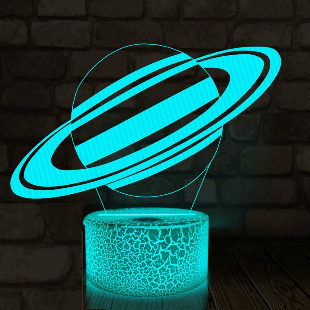 3D Solar System Night Light - LED Touch Switch Desk Lamp with 7 Color Changing Modes, Optical Illusion Table Decor for Kids Room, Nursery, Birthday Gift & Christmas Home Decoration