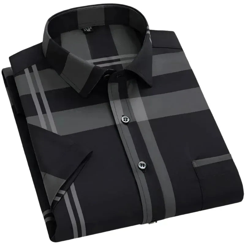 Men's Summer Striped Shirt - Breathable Casual Short Sleeve Button Down for Outdoor Activities & Beach Wear