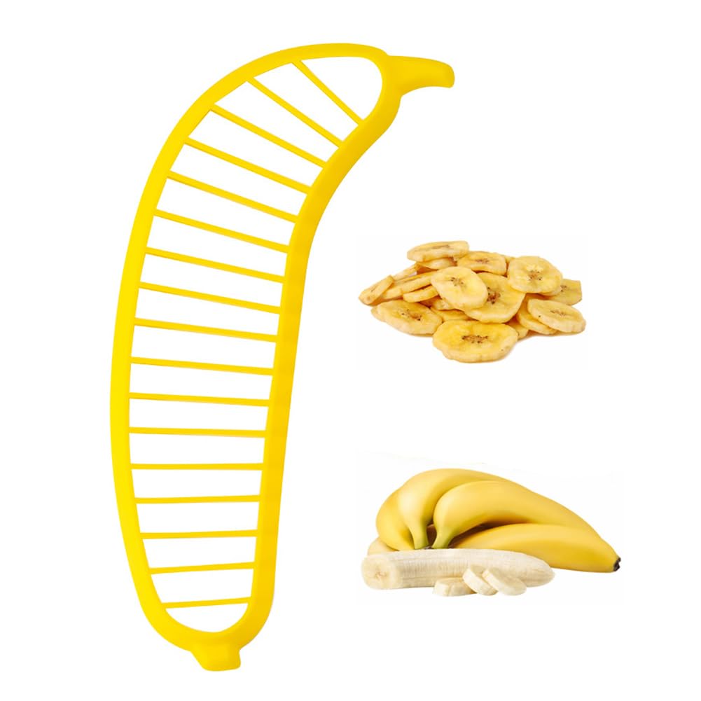 AKOAK Plastic Banana Slicer - 1 Pack Multi-Functional Fruit Cutter for Banana Slices, Perfect for Fruit Salads, Dessert Decorating & Food Prep | Great for Smoothie Bowls, Kids Snacks & Healthy Eating