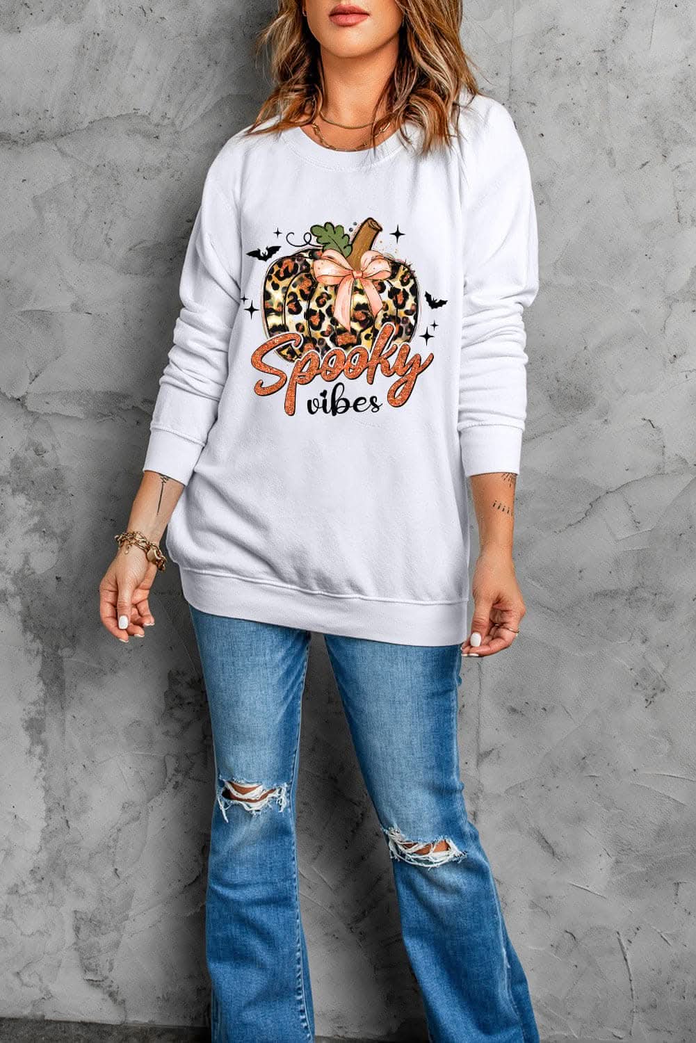 Trendy Long Sleeve Graphic Sweatshirt for Women - Soft Cotton Pullover with Stylish Prints - Perfect for Casual Outfits, Streetwear Fashion & Cozy Fall Layering