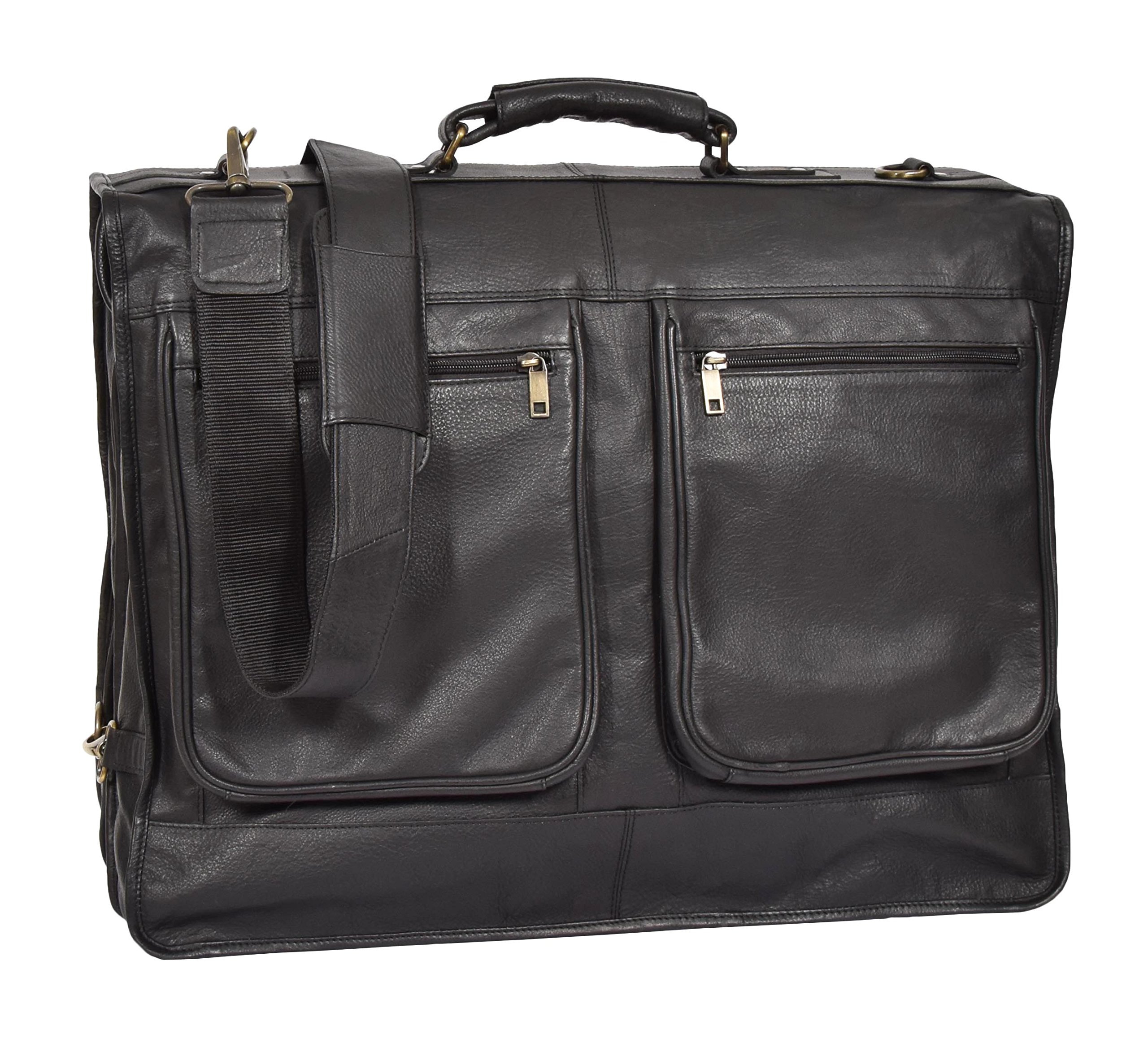 Canico Genuine Leather Garment Bag for Suits & Dresses - Travel & Weekend Clothing Carrier (Black) | Perfect for Business Trips, Weddings & Formal Events