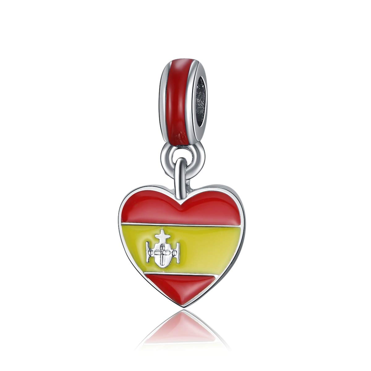 DIY European Beads Spain Flag Pendant Charms - Heart Shape Oil Plated Beads for Jewelry Making - Fit Original Bracelets - Perfect for Handmade Gifts, Friendship Bracelets & Craft Projects