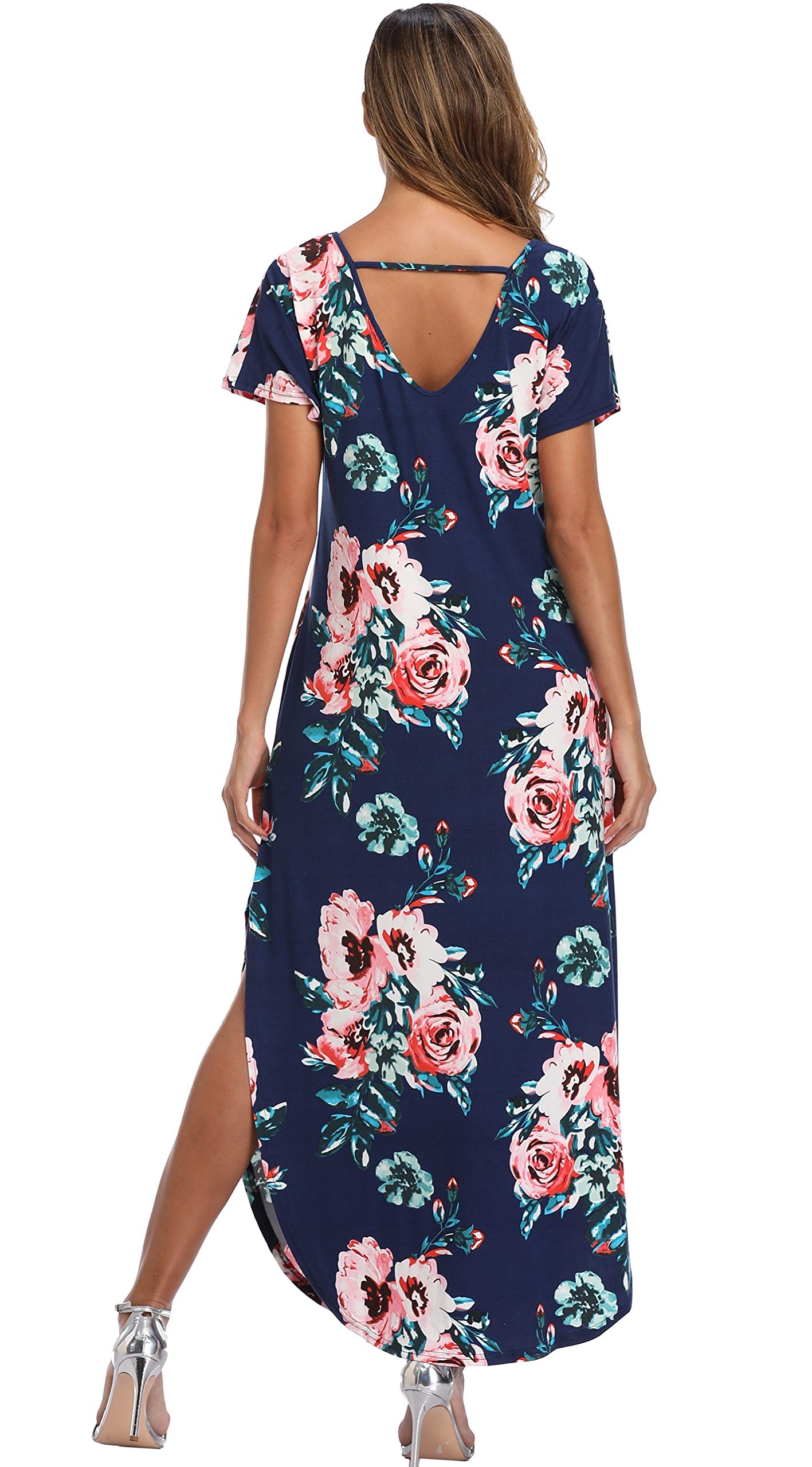 Floral Print Women's Maxi Dress - Long Casual Summer Beach Dress with Pockets | Perfect for Beach Vacations, Pool Parties & Outdoor Events