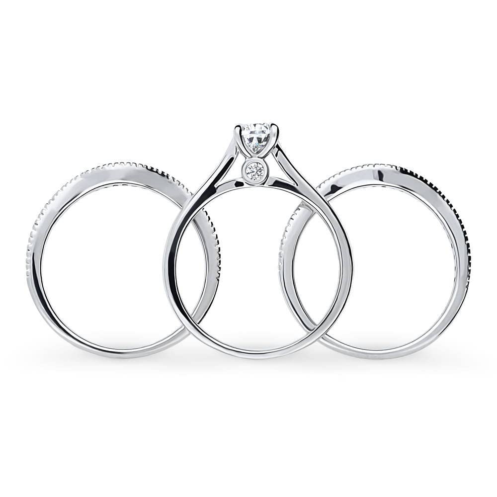 BERRICLE Sterling Silver Pear Cut Cubic Zirconia Solitaire Engagement Ring Set for Women - 0.8 Carat CZ Wishbone Wedding Band, Rhodium Plated, Size 4-10 | Perfect for Proposals, Anniversaries & Bridal Jewelry