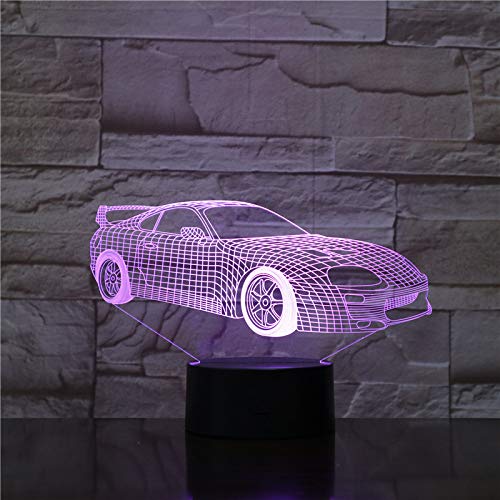 URUZUO F1 Race Car LED Night Light - 16 Color Remote Control Illusion Lamp for Boys Room Decor, Birthday & Valentine's Gift for Kids - Perfect for Bedroom, Game Room, and Car Themed Party Decorations