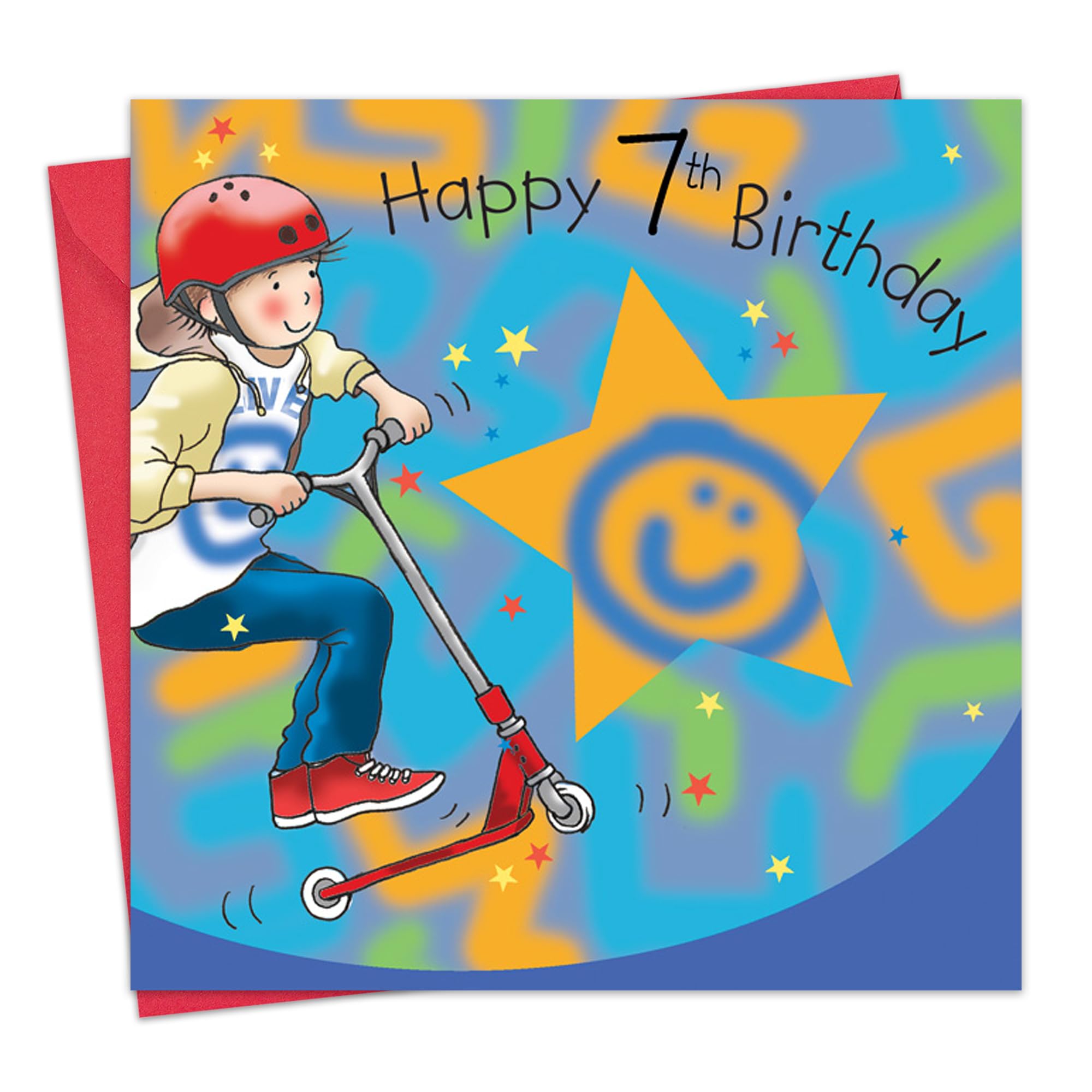 Twizler Scooter Themed 7th Birthday Card for Boys - Fun & Unique Age 7 Birthday Greeting Card - Perfect Gift for 7 Year Old Boys - Kids Birthday Card for Boys - Happy Birthday Card for Children - Ideal for Birthday Parties & Special Celebrations