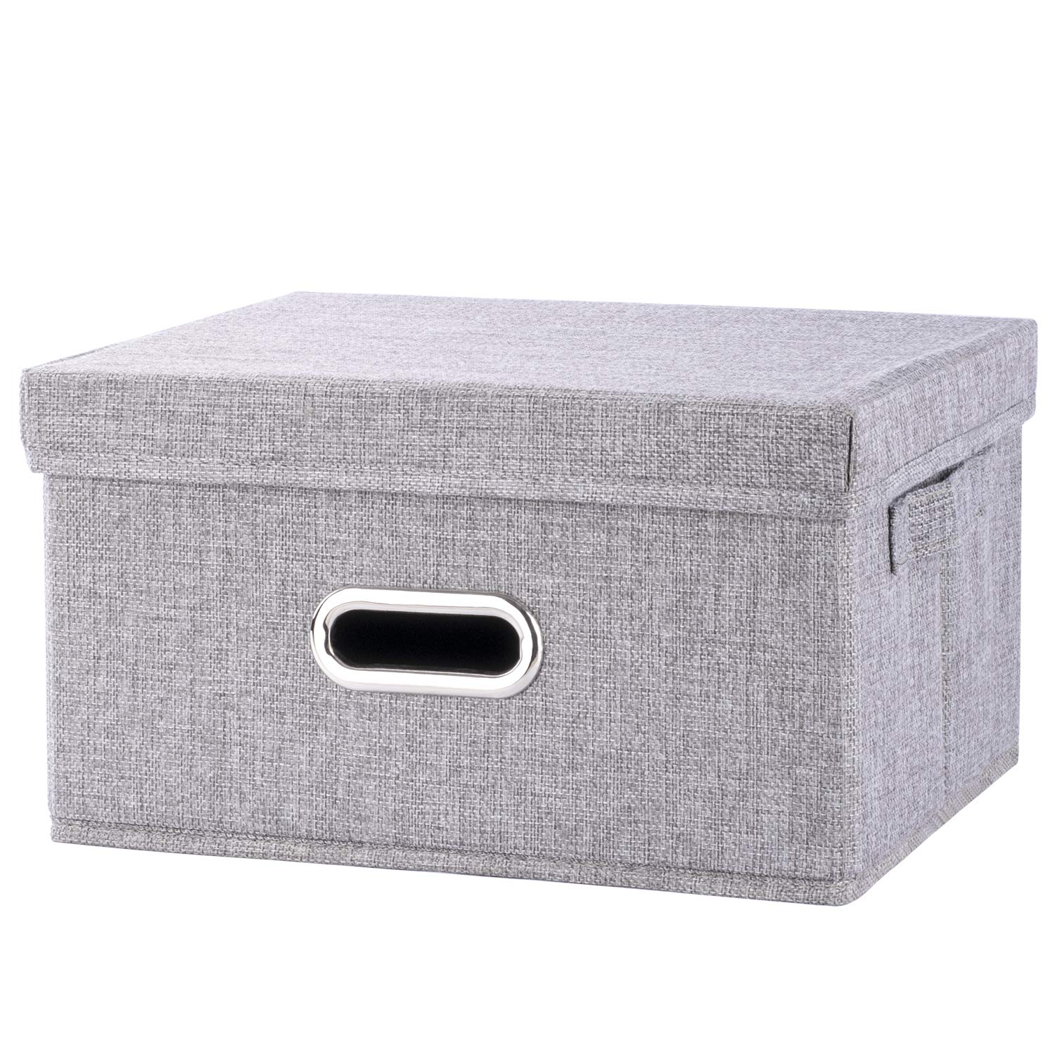 Gray Fabric Storage Bin with Removable Lid - 13