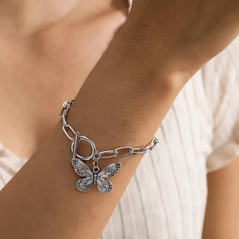 Elegant Butterfly Pendant Chain Bracelet for Women - Sterling Silver Adjustable Charm Bracelet - Perfect for Gifts, Parties & Everyday Wear