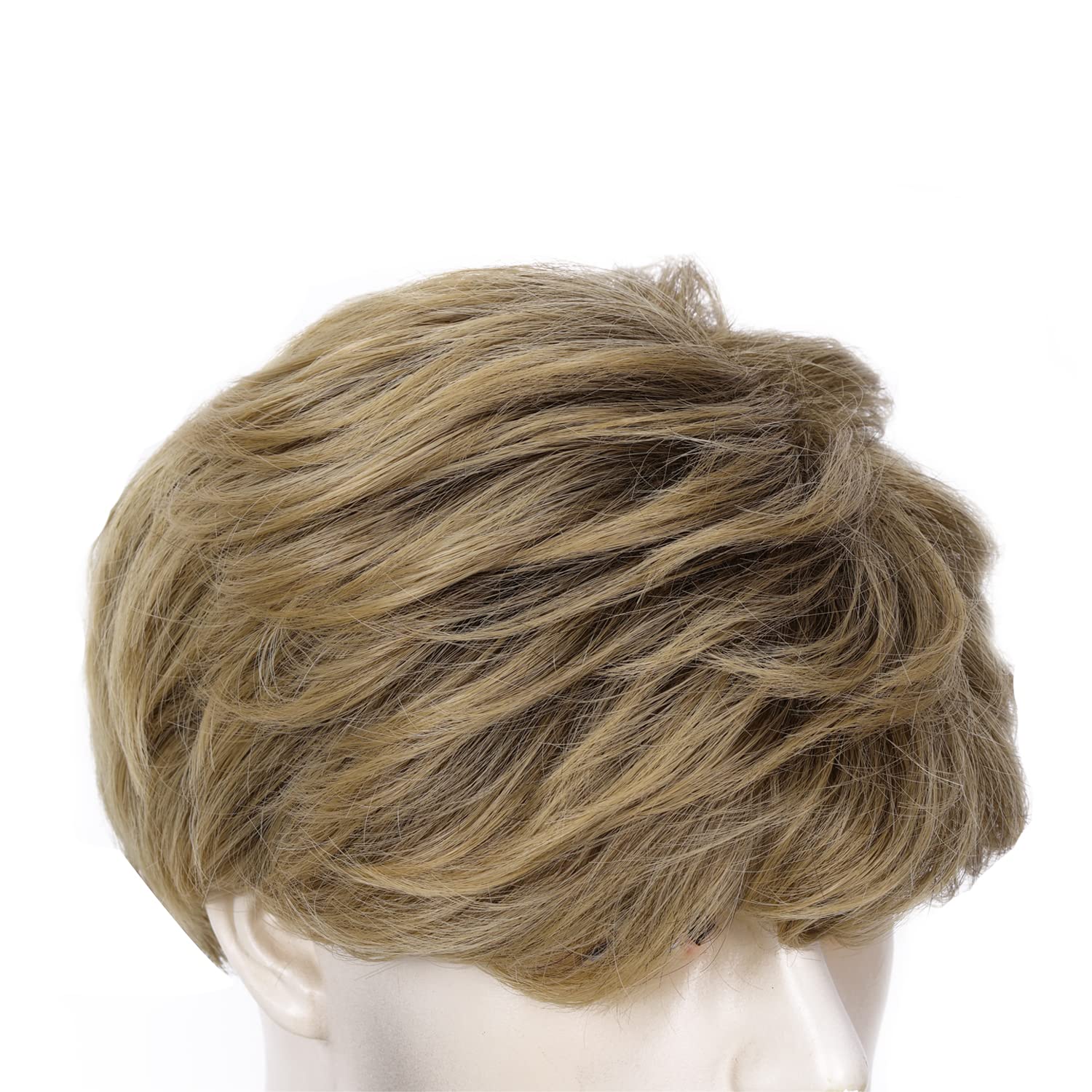 BECUS Men's Short Blonde Gradient Brown Synthetic Wig - Natural Looking Straight Hair Replacement for Men | Costume, Halloween, Cosplay & Daily Use