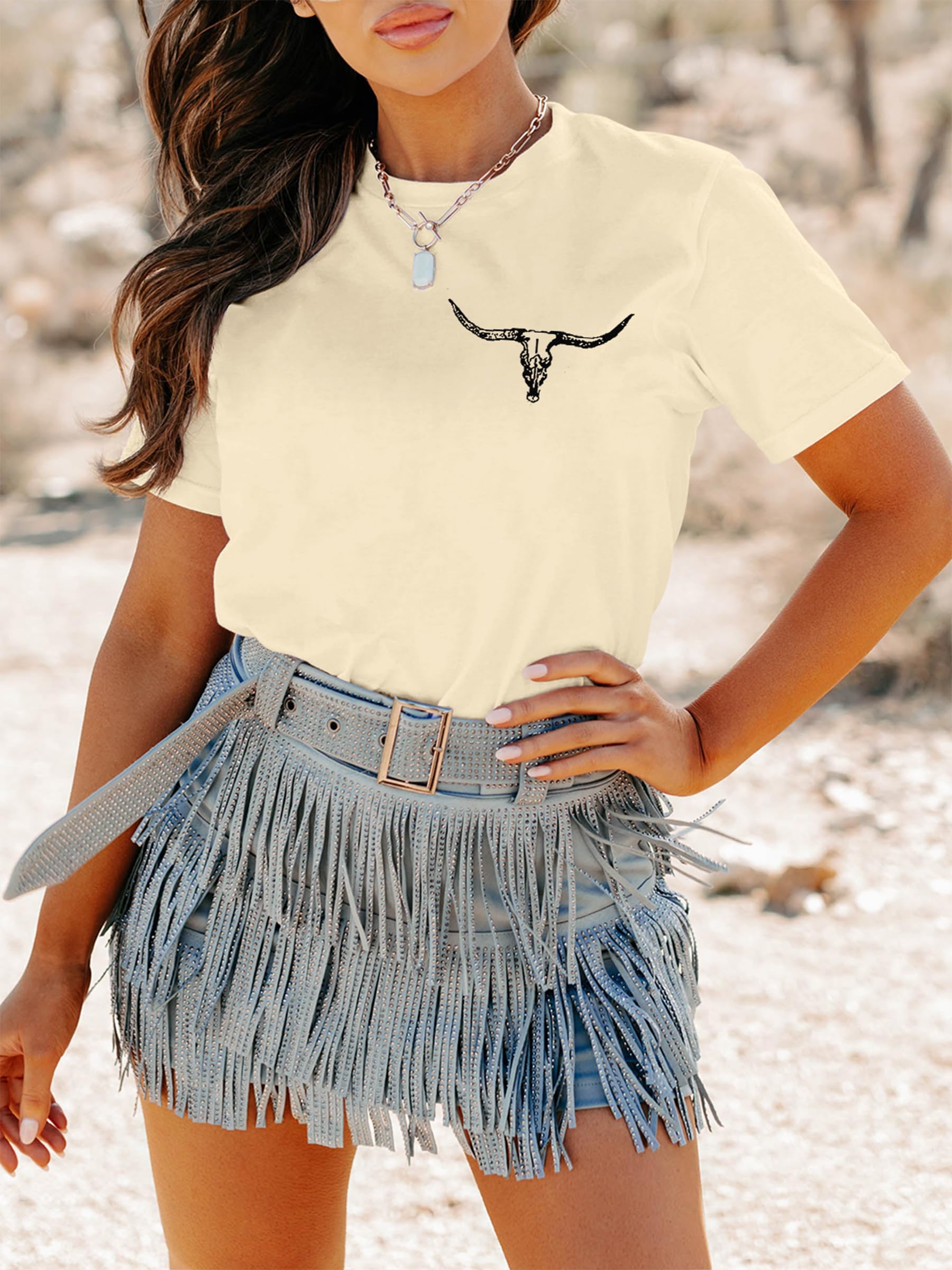 Anbech Women's Western Cowgirl Shirt - Rodeo Print Short Sleeve Tops for Cowboy Style | Perfect for Country Concerts, Rodeo Events & Western Fashion Outfits