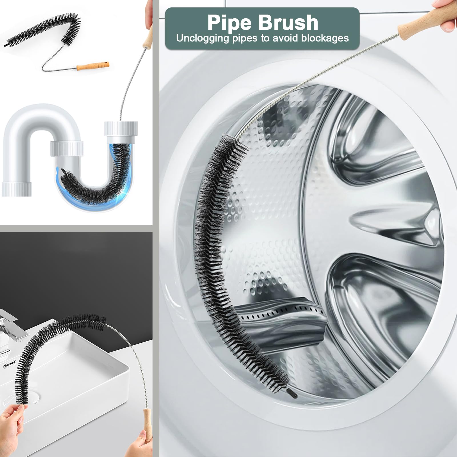 18-Piece Household Cleaning Brushes Set - Pot Brush, Window Wiper, Shoe Brush, Laundry Brush, Bottle Brush, Pipe Brush, Stove Scraper & Crevice Brush for Kitchen, Bathroom & Home Deep Cleaning