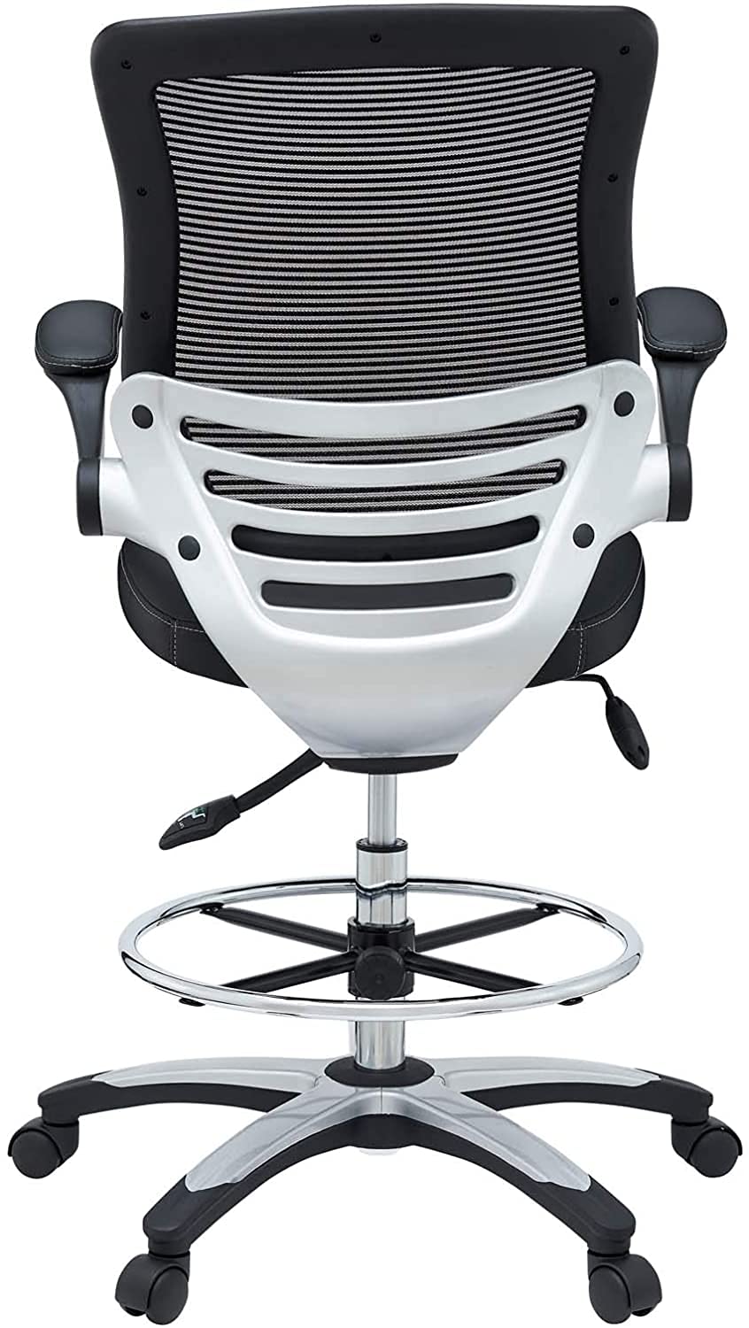 Modway Edge Drafting Chair - Adjustable Height Office Chair with Flip-Up Arms for Reception Desk, Drafting Table & Home Office - Ergonomic Black Task Chair for Professionals & Students