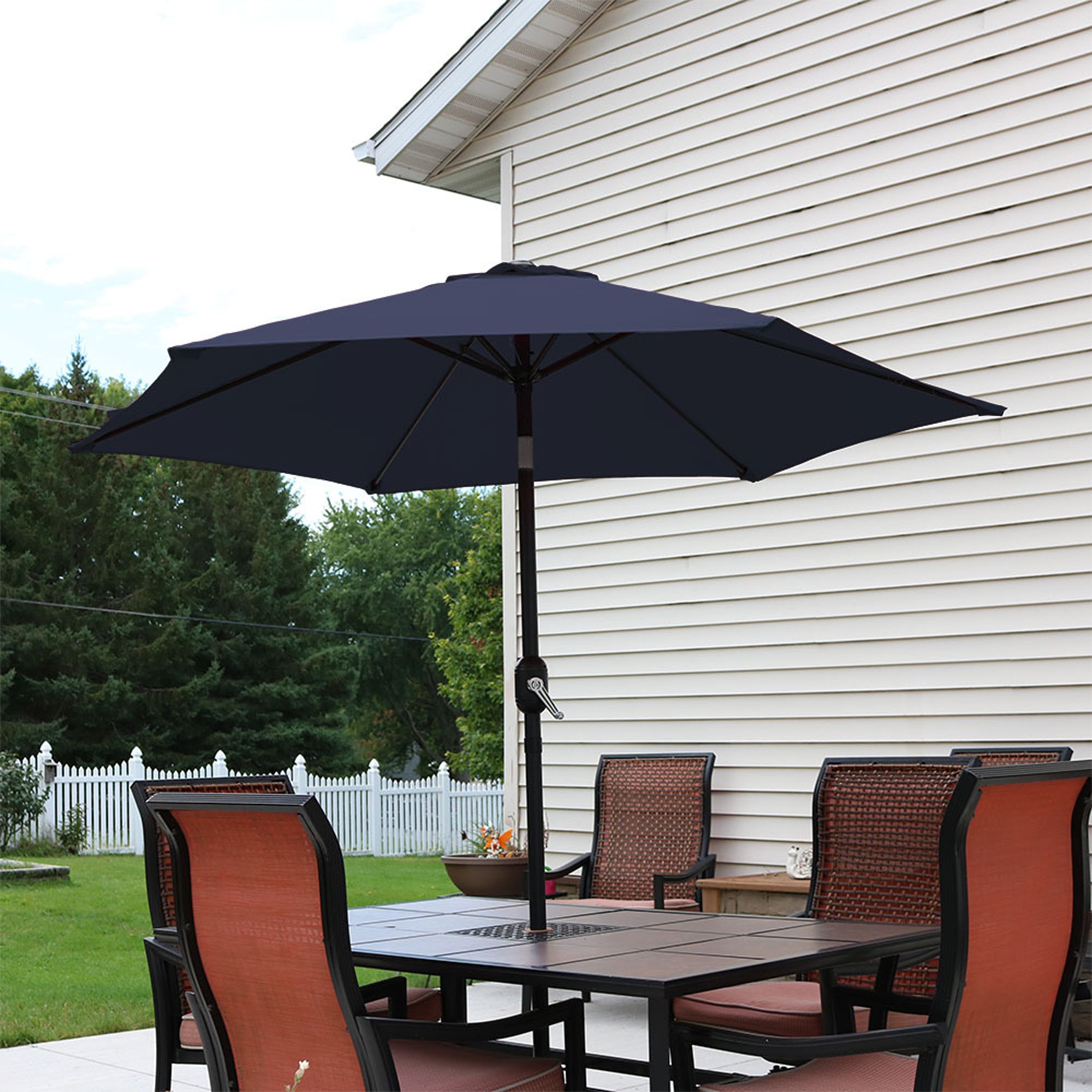Sunnydaze 7.5 Foot Aluminum Outdoor Patio Umbrella with Tilt & Crank - Perfect for Backyard, Poolside, and Garden Shade