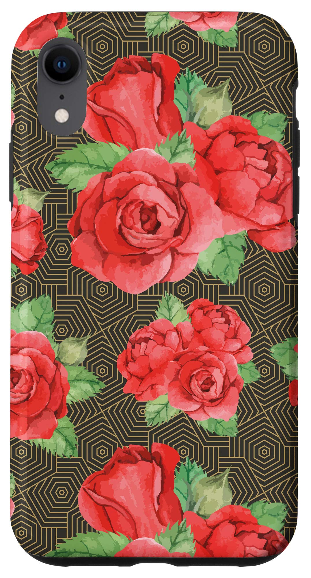 iPhone XR Wildflower Floral Flower Red Rose Minimalist Pattern Phone Case - Protective Slim Cover for Everyday Use, Travel & Work