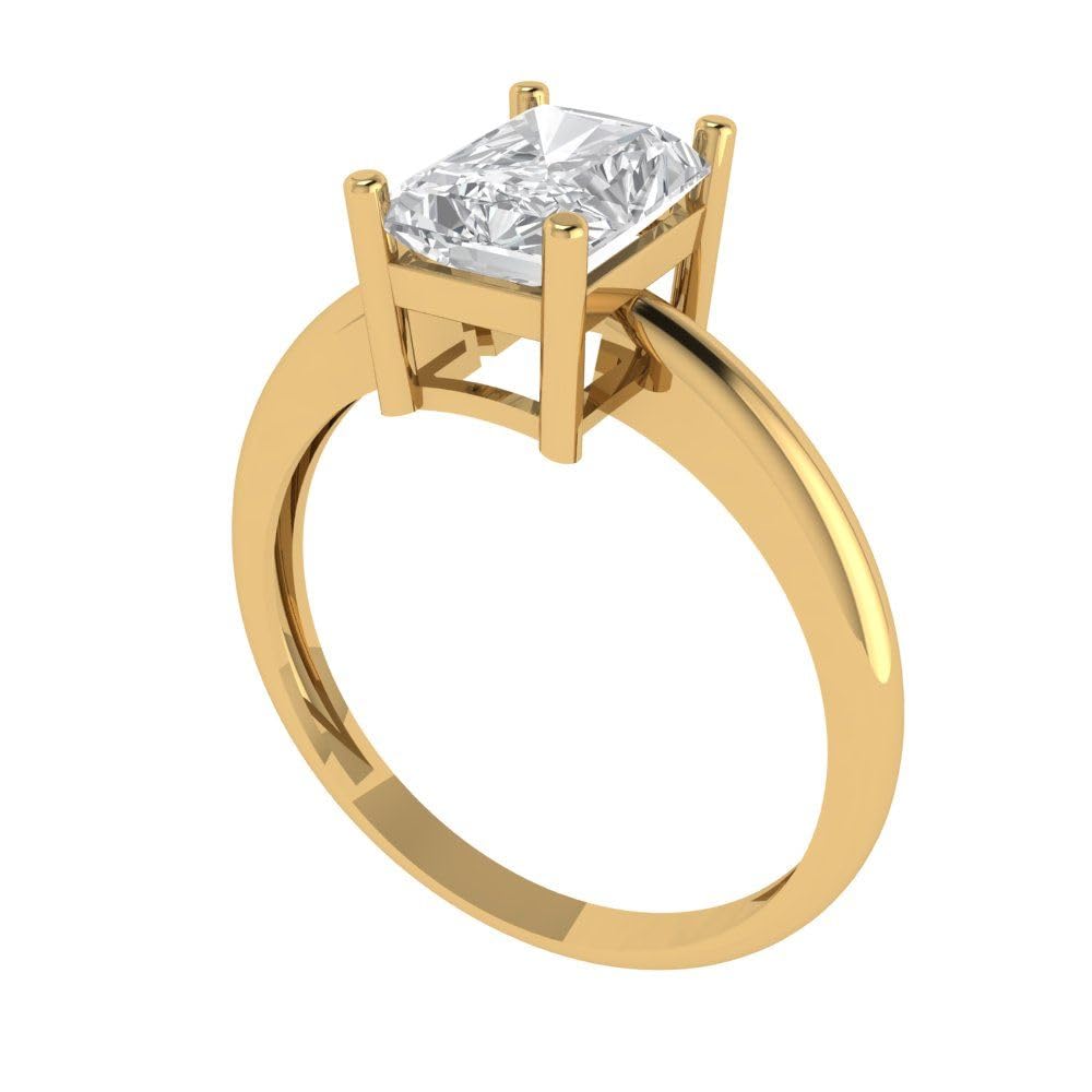 1.75Ct Radiant Cut Moissanite Engagement Ring in 14K Yellow Gold - Clara Pucci Solitaire Ring for Women, Wedding Proposal, Anniversary Gift