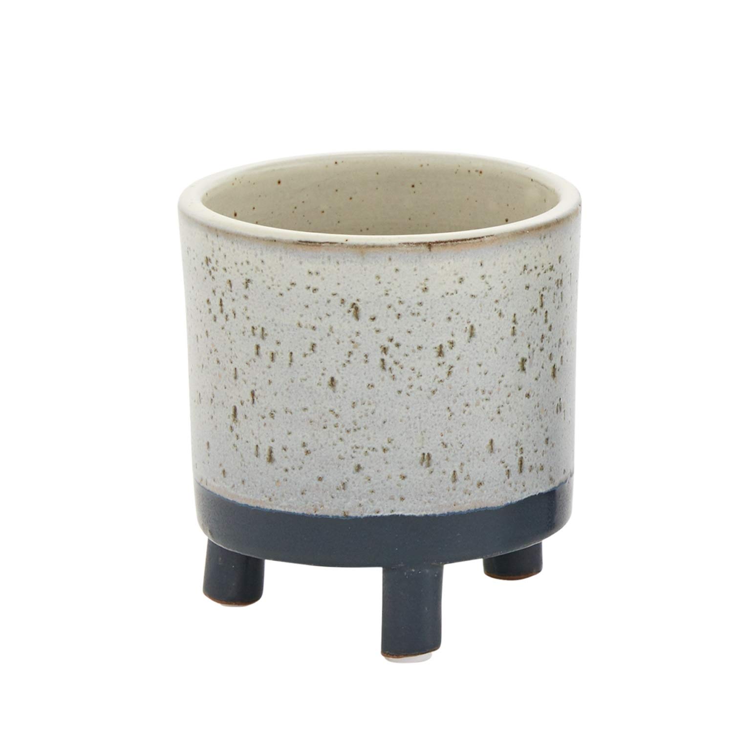 Lova Blue Ceramic Plant Pots with Stand - 4.75x5 Inch Modern Flower Vase for Indoor Plants, Home & Office Decor - Perfect for Succulents, Small Flowers & Tabletop Decorations