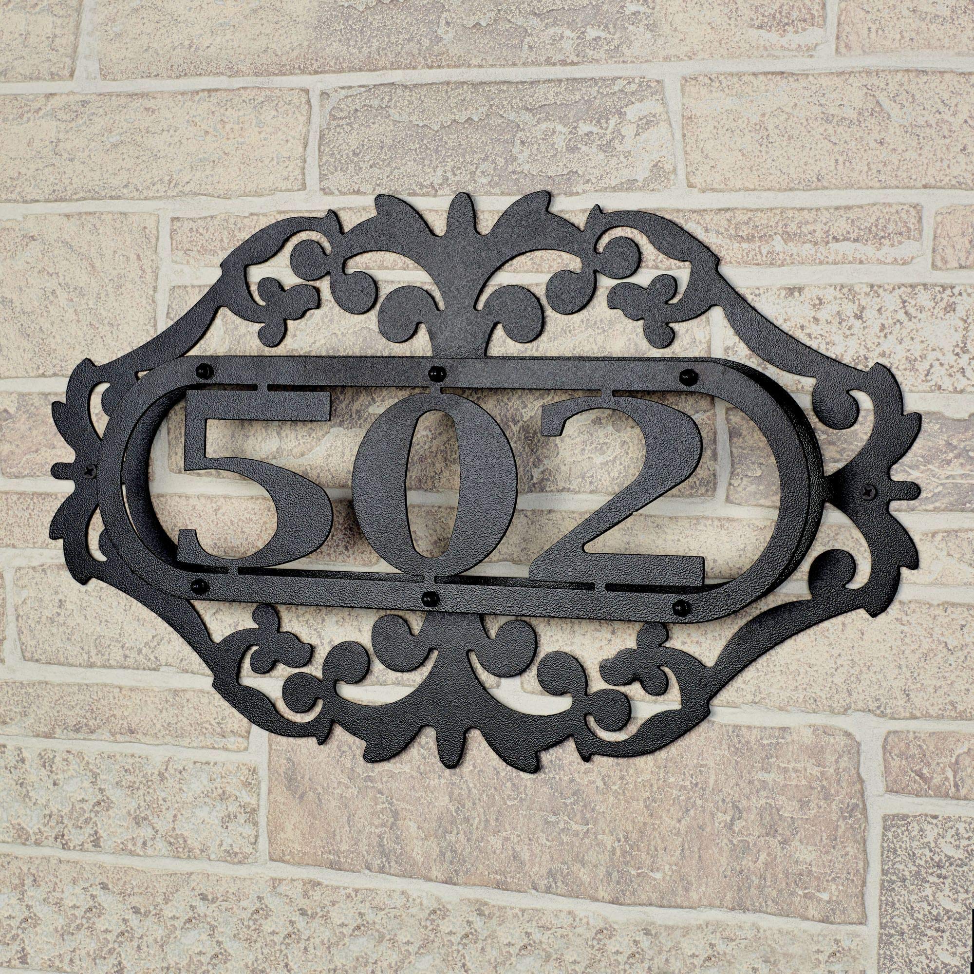 Royal House Number Plaque - Black Metal Address Sign for 1 to 3 Digits - Perfect for Home, Office, or Business Entrance Decoration