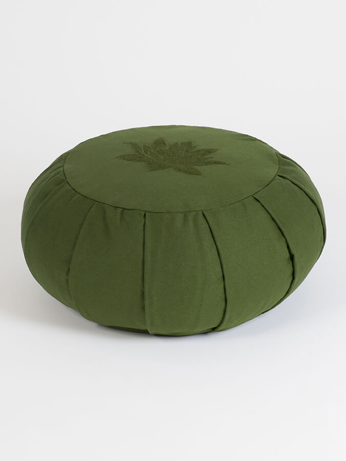Organic Cotton Round Lotus Zafu Buckwheat Meditation Cushion - GOTS Certified for Yoga, Zen Meditation & Home Decor - Eco-Friendly & Comfortable Support for Mindful Practices