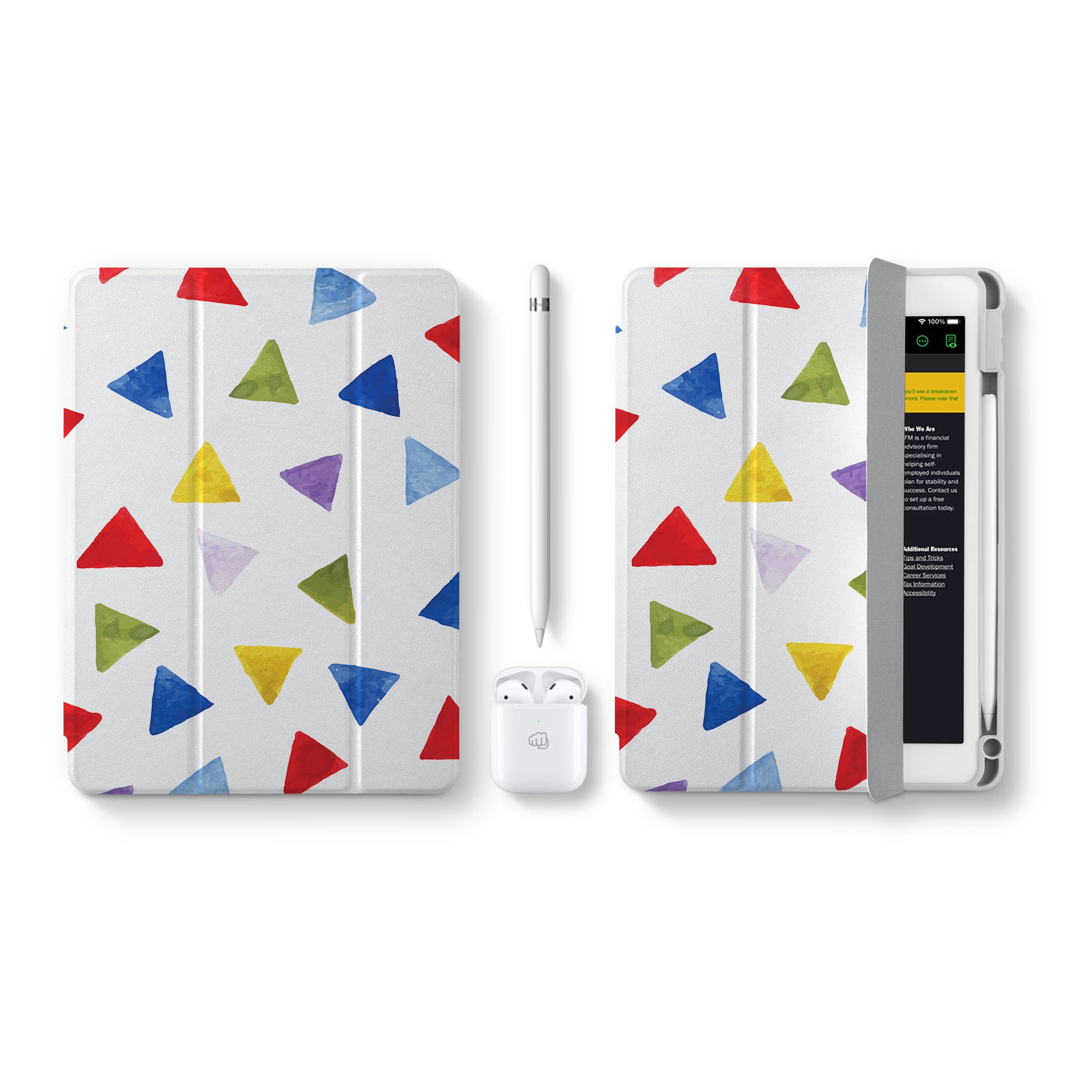 iPad 360 Elite Case with Geometric Design - Ultra Slim Protective Cover for iPad Air/Pro, 360° Rotating Stand with Auto Sleep/Wake | Perfect for Work, Travel & Home Use