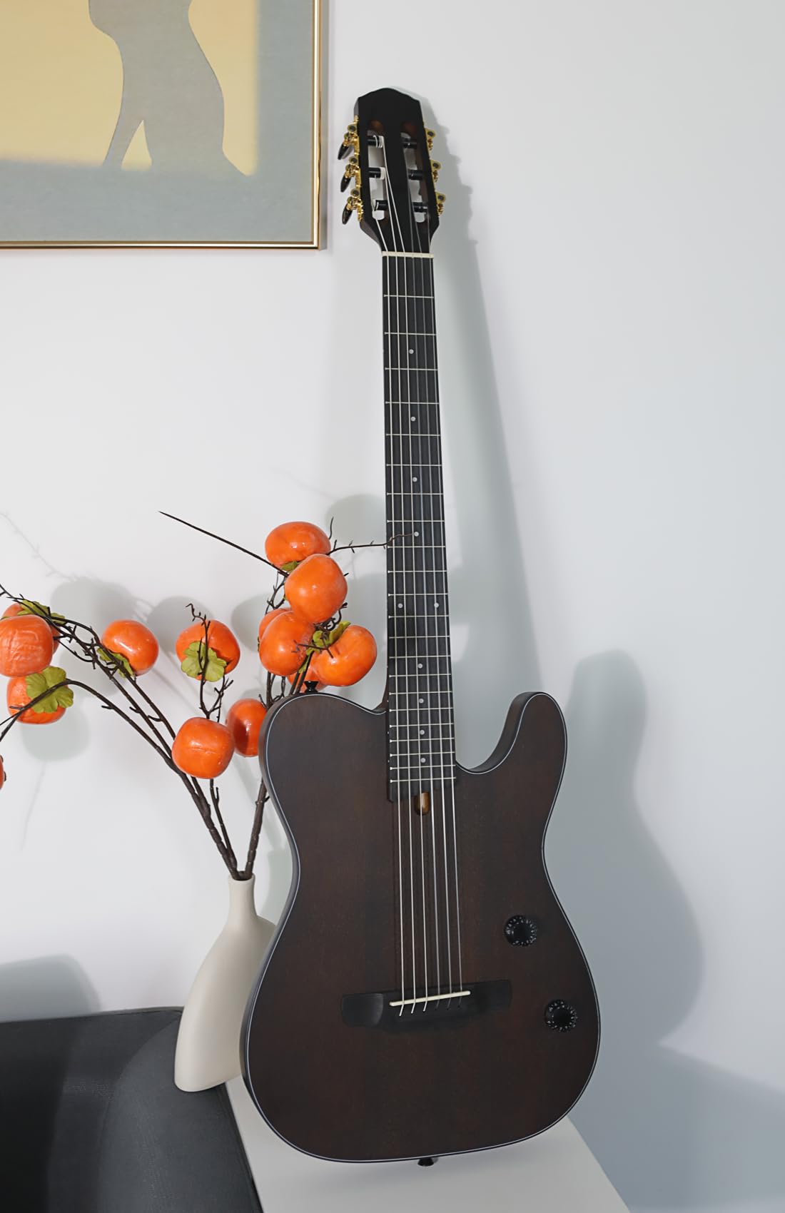 Bullfighter Silent Acoustic Guitar - 6 String Nylon Travel Guitar with Built-in Pickups, Solid Body & Steel Strings - Includes Case, Strap & Strings (Model K7) | Perfect for Travel, Practice & Outdoor Performances