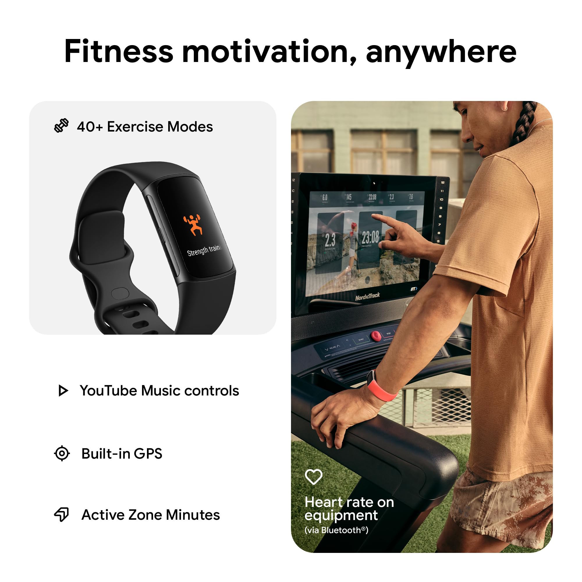 Fitbit Charge 6 Fitness & Health Tracker with GPS, Heart Rate Monitor, Google Apps - Includes 6-Month Premium Membership & S/L Bands (Obsidian/Black) - Perfect for Running, Gym Workouts & Daily Activity Tracking