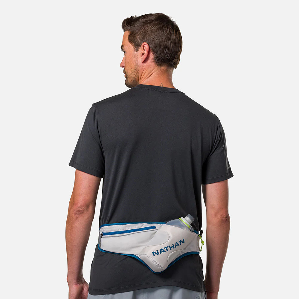 Peak Hydration Waist Pack - Lightweight Running Belt with Water Bottle Holder (Grey/Sailor Blue) - Perfect for Hiking, Jogging, Travel & Outdoor Activities