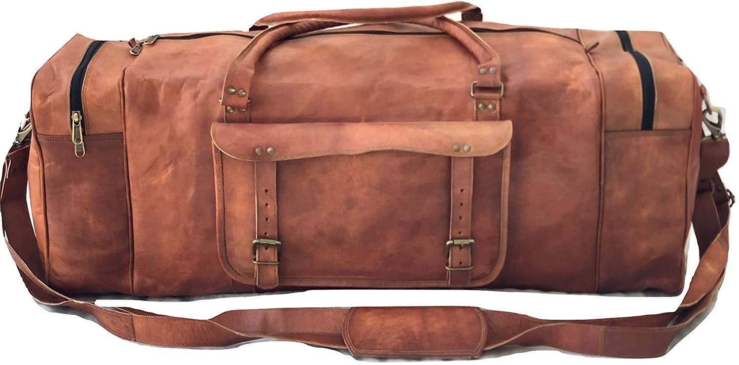 Premium Leather Duffle Bag for Men & Women - 30 Inch Large Travel Weekender, Gym Sports Duffel Luggage - Perfect for Business Trips, Gym Workouts & Weekend Getaways