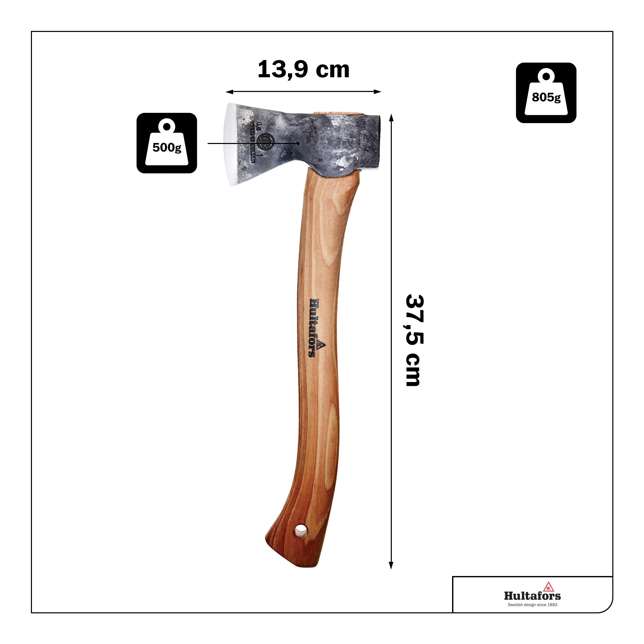 Hultafors AV08417010 Outdoor Climbing Axe - Durable Fulton Hatchet for Camping, Hiking & Survival Gear | Perfect for Wood Cutting, Bushcraft & Outdoor Adventures