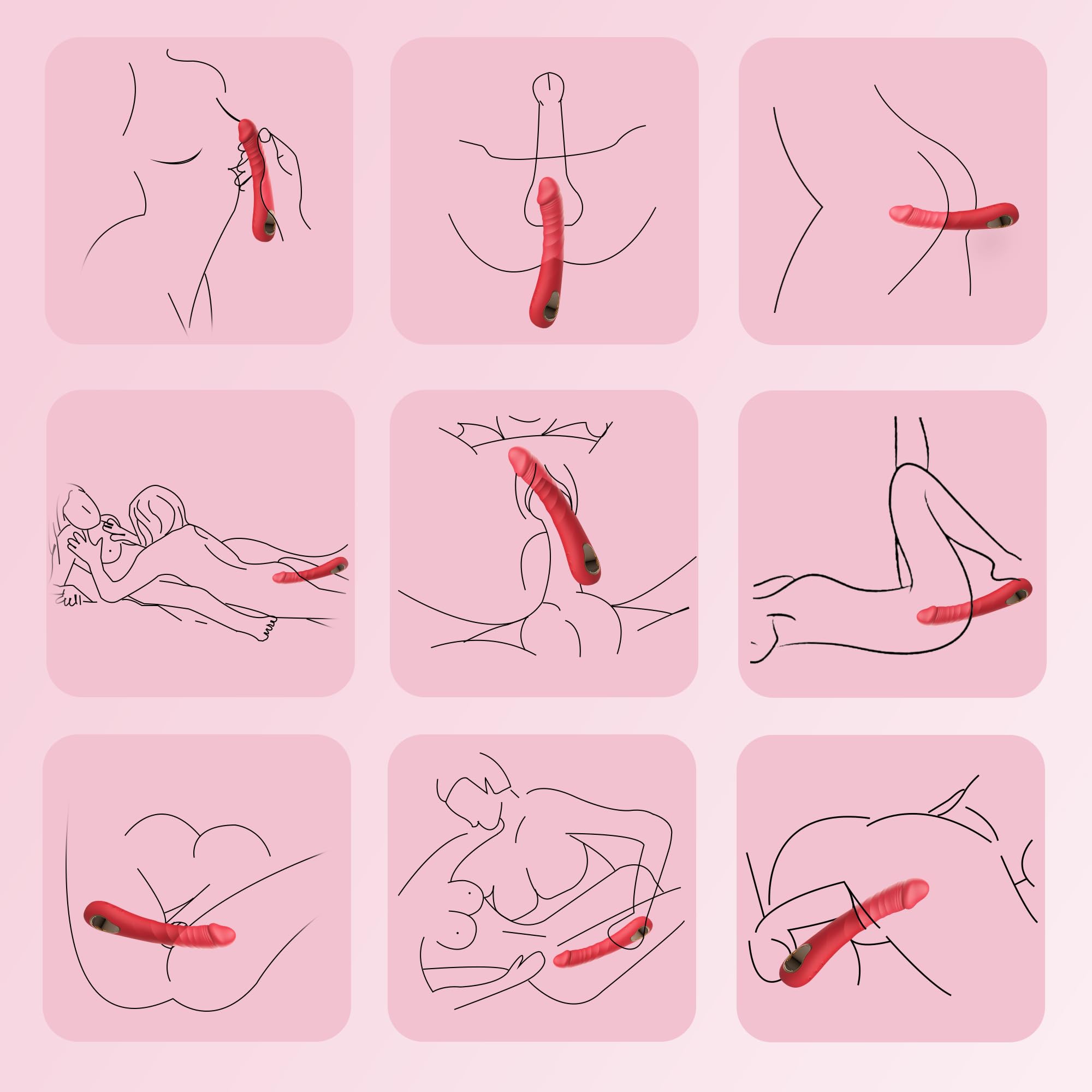 Heated G-Spot Vibrator for Women - 10 Vibration Modes Realistic Dildo with Nipple & Anal Stimulation - Couples Sex Toy for Bedroom & Travel (Red)