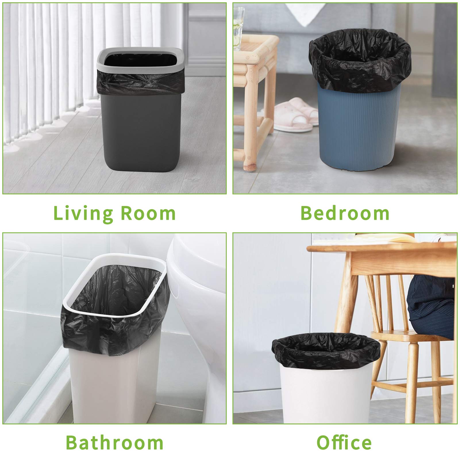 Classycoo Extra Thick Leak Proof Trash Bags - 100 Count 8 Gallon Heavy Duty Garbage Bags for Home & Office Waste Bins | Perfect for Kitchen, Bathroom & Office Waste Disposal (Black)