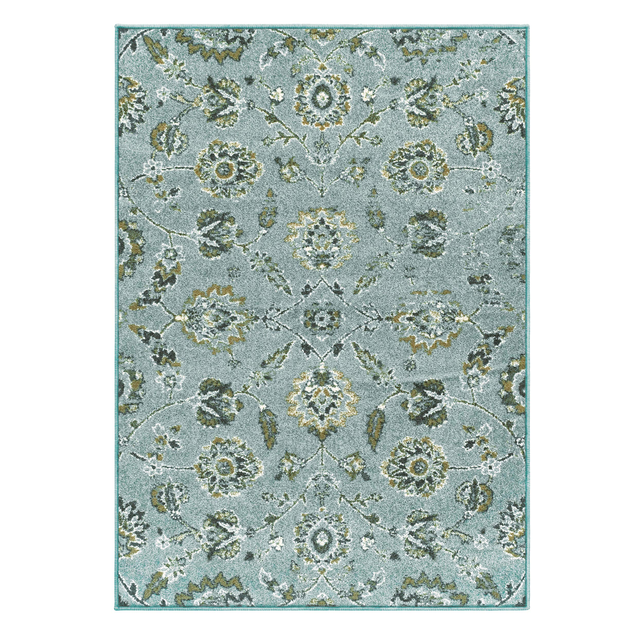 Premium 5' x 8' Blue Area Rug - Soft Non-Slip Farmhouse Rug for Bedroom, Living Room, Kitchen, Entryway & Laundry Room | Brookshire Collection | Cozy Home Decor & Floor Protection