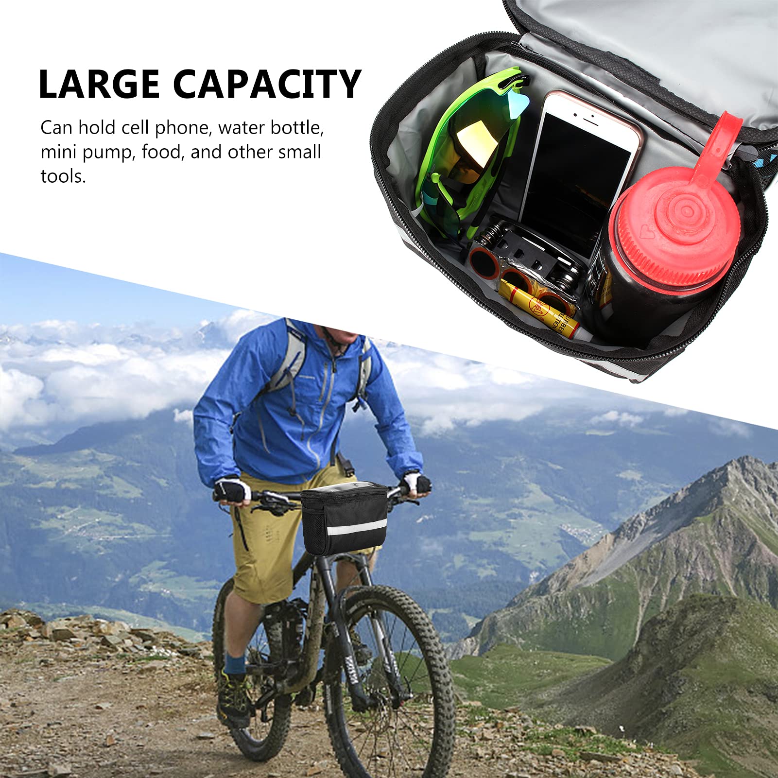 Lixada Reflective Bike Baskets Bag - Waterproof Handlebar & Frame Bicycle Bag for Commuting, Shopping & Outdoor Adventures - Perfect for Urban Cycling & Mountain Biking