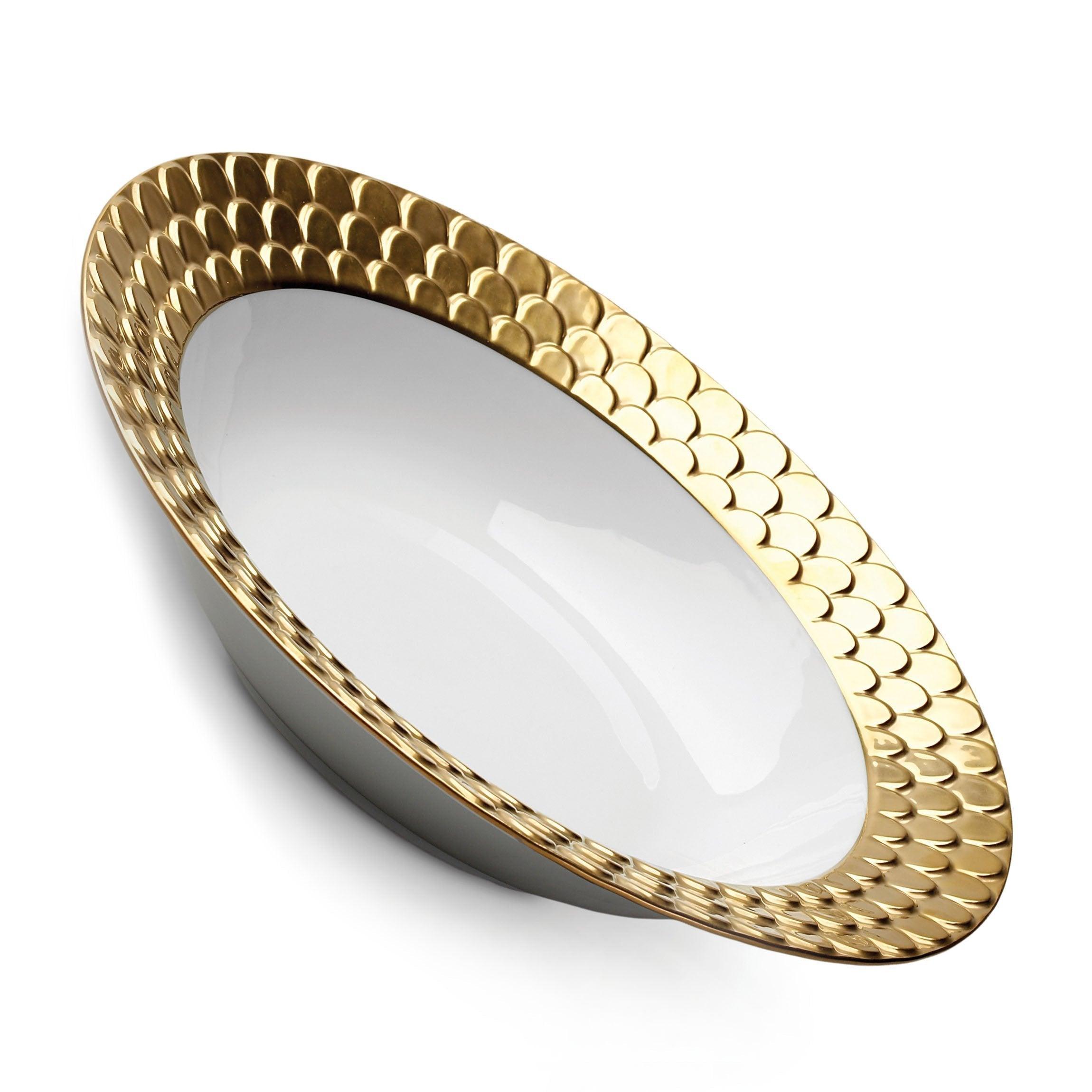 Aegean Rimmed Serving Bowl - Elegant Ceramic Dish for Salads, Pasta & Entertaining | Perfect for Dinner Parties, Family Gatherings & Holiday Meals