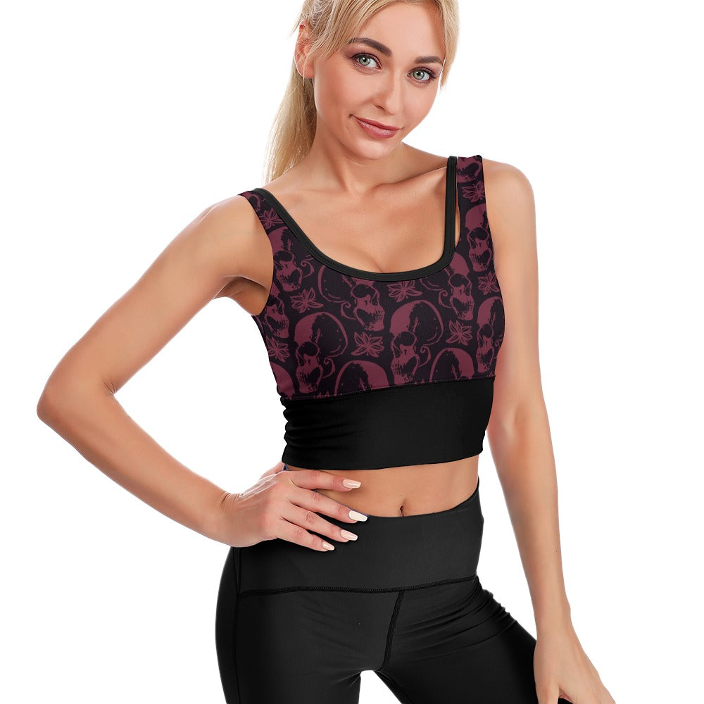 Purple Skulls Yoga Vest for Women - Breathable & Stylish Workout Top for Yoga, Gym & Fitness - Trendy Gothic Athletic Wear