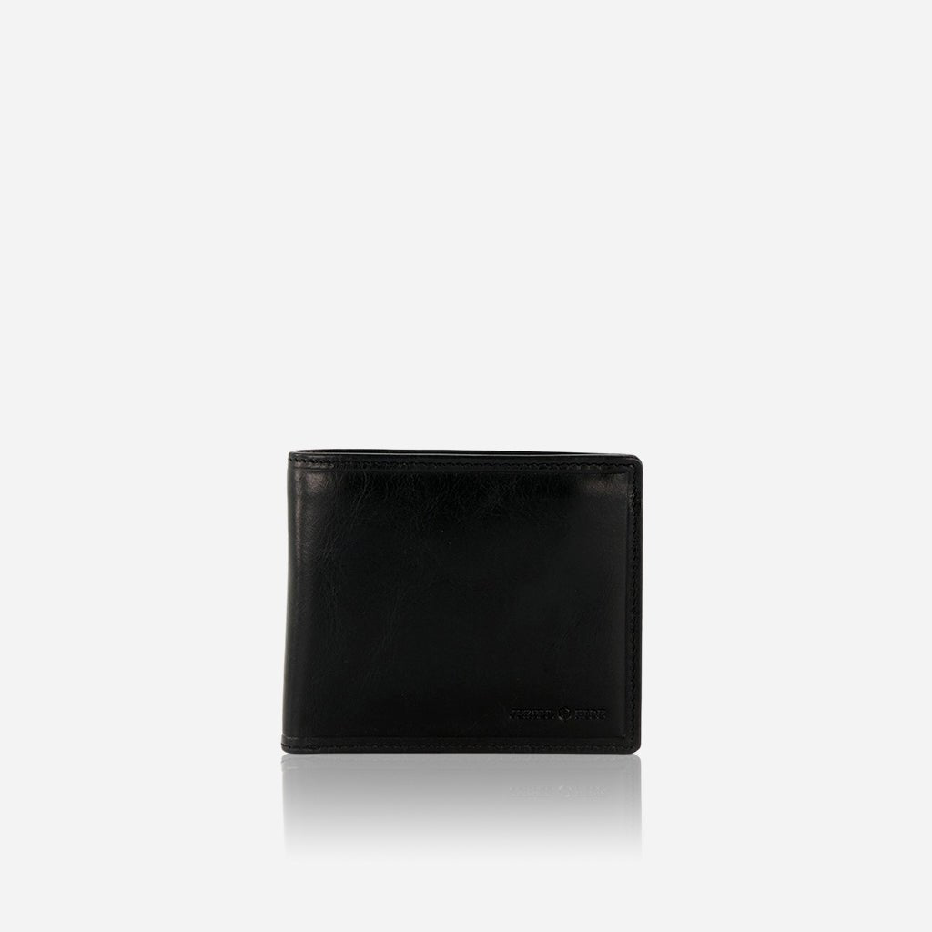 Premium Genuine Leather Oxford Medium Billfold Wallet with Coin Pocket - Slim RFID Blocking Bifold Wallet for Men - Perfect for Business, Travel & Everyday Use (Black)