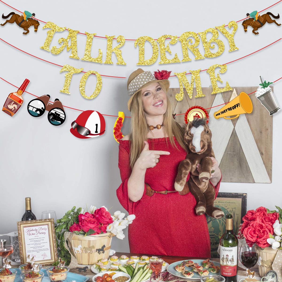 Talk Derby to Me Banner - Horse Racing Party Decorations for Derby Events, Birthday & Bridal Showers - Perfect for Kentucky Derby Parties, Equestrian Theme Decor, and Race Day Celebrations