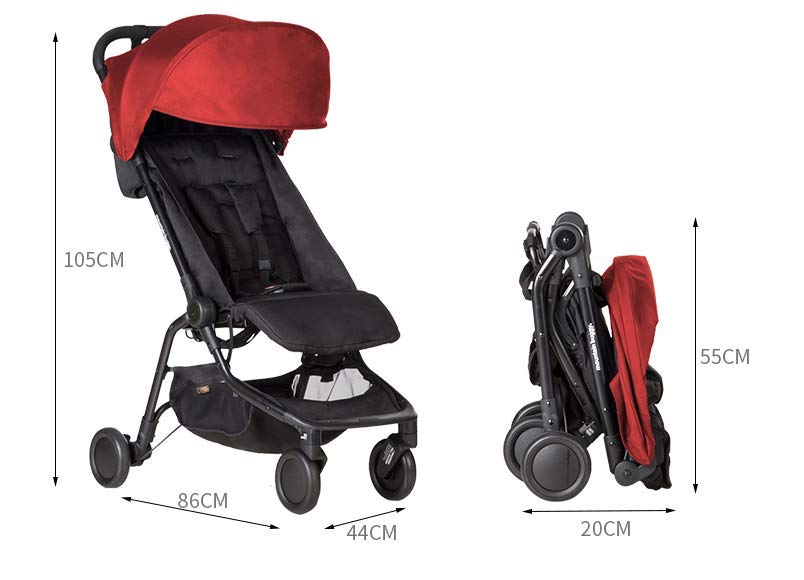 Mountain Buggy Nano Lightweight Compact Travel Stroller - Ruby Red | Perfect for Air Travel, City Walks & Everyday Use with Baby