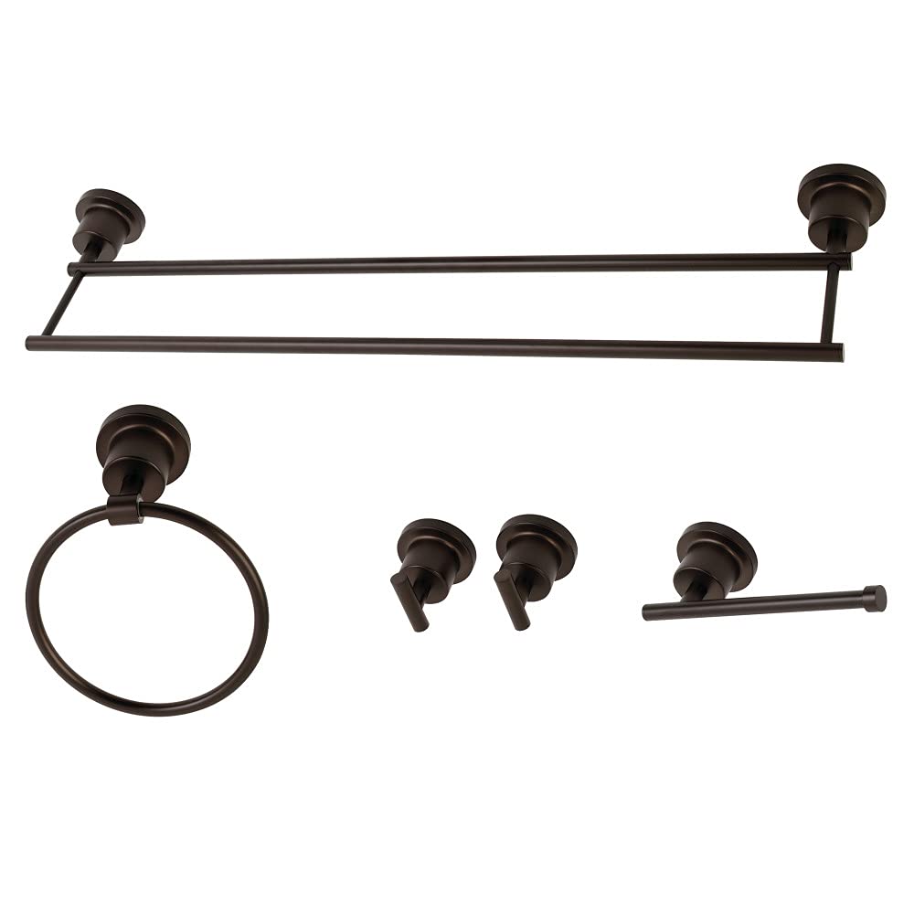 Kingston Brass BAH8213478ORB Concord 5-Piece Bathroom Accessory Set in Oil Rubbed Bronze - Complete Bathroom Decor for Modern Homes & Luxury Hotels
